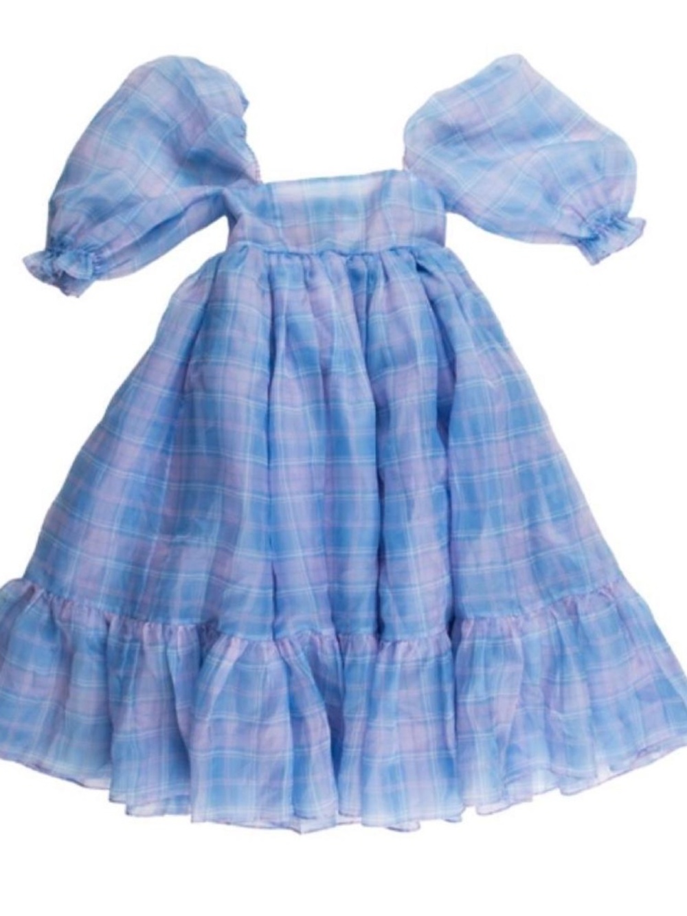 Selkie Cindy Plaid French Puff Dress — Size XS
